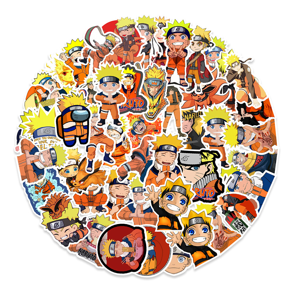 50 Pcs Stickers Naruto Uzumaki Anime Skateboard Luggage Phone Laptop Car Vinyl