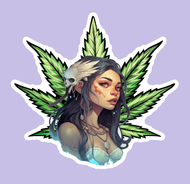 Native American Weed Smoker Laptop Sticker Weatherproof Vinyl Indigenous Art