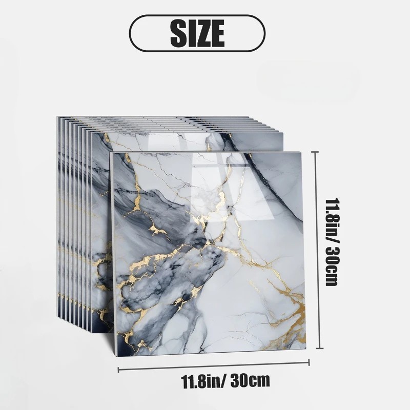 10PCS 3D Marble Wall Stickers Self Adhesive Waterproof Tile Wallpaper DIY