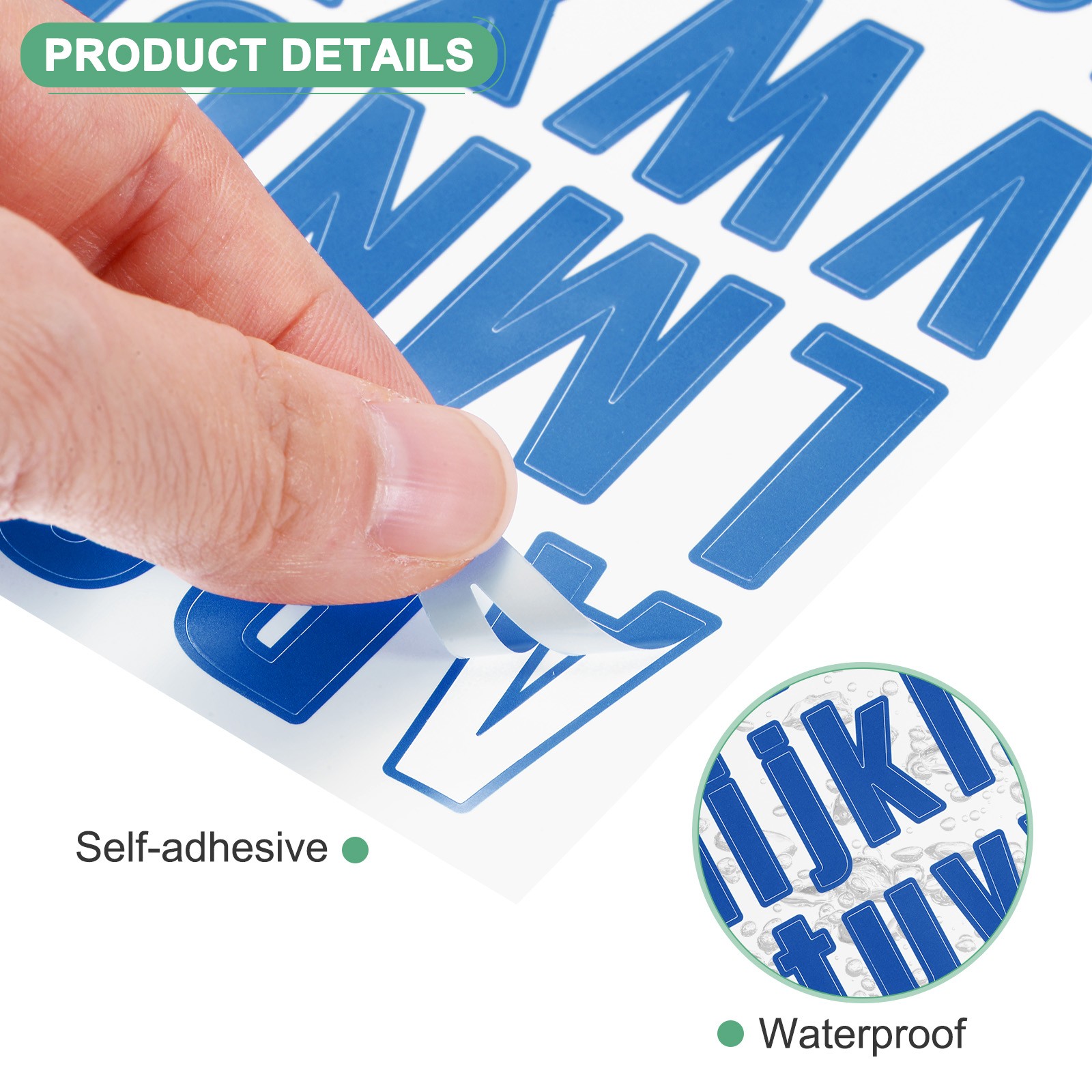 8-Sheets Letter Stickers, 1" Vinyl Alphabet Sticker[648 Pieces, Dark Blue]