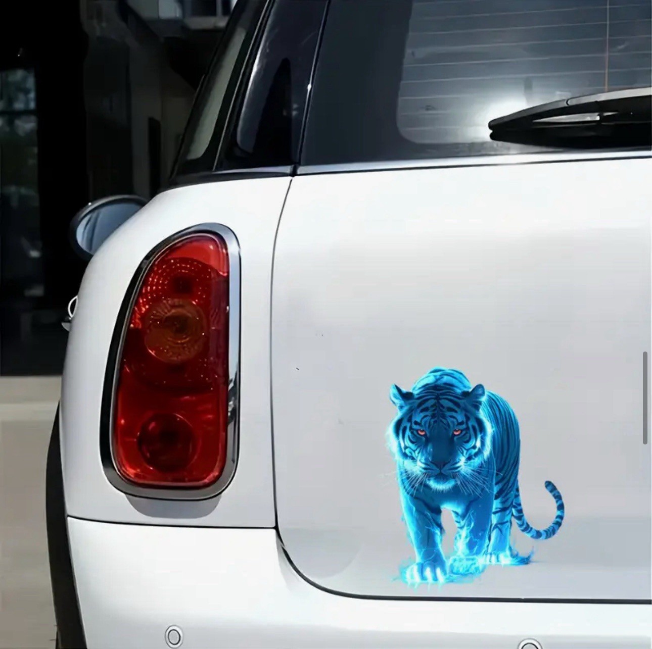 LED NEON BLUE TIGER CAT FELINE 5.5” INCH VINYL STICKER DECAL 1PC