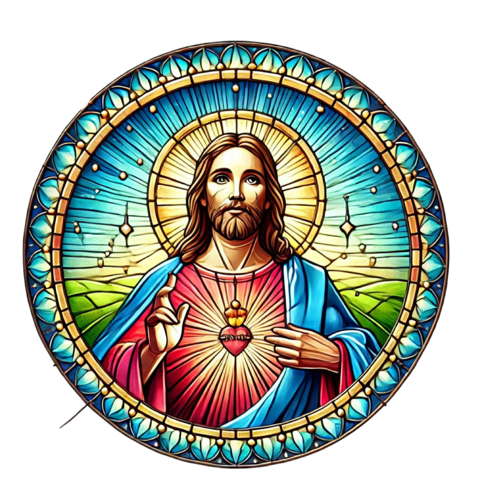 Stained Glass Jesus Wall Decal Sticker 18X18cm Large