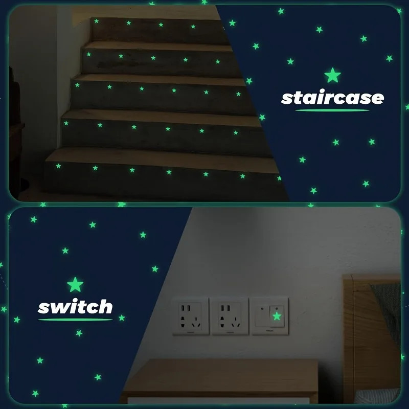 514Pcs Glow in the Dark Star Stickers 3D Geometric Patterned Ceiling and Wall De