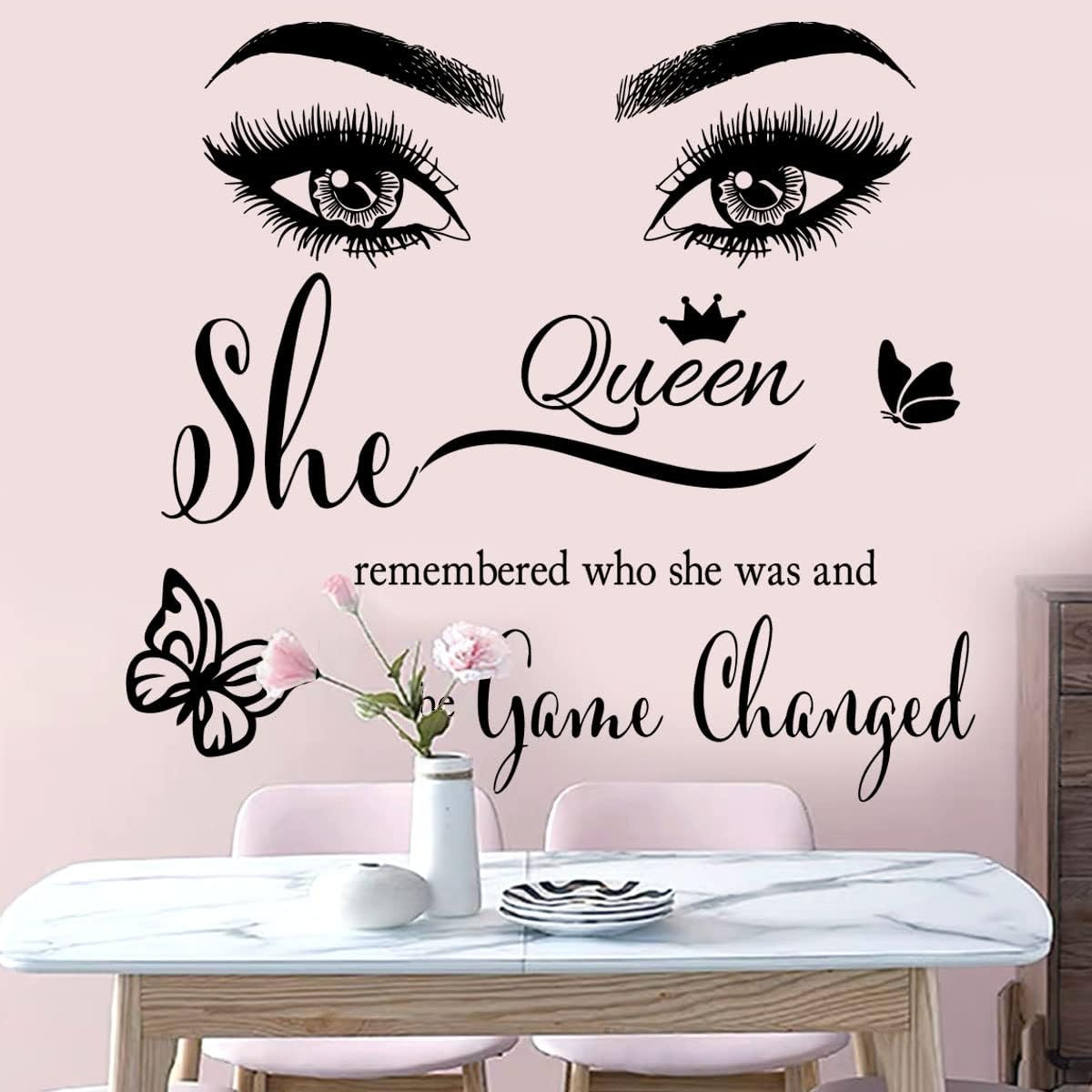 Inspirational Wall Sticker Pretty Eyelashes Eyes Wall Decals Motivational Word L