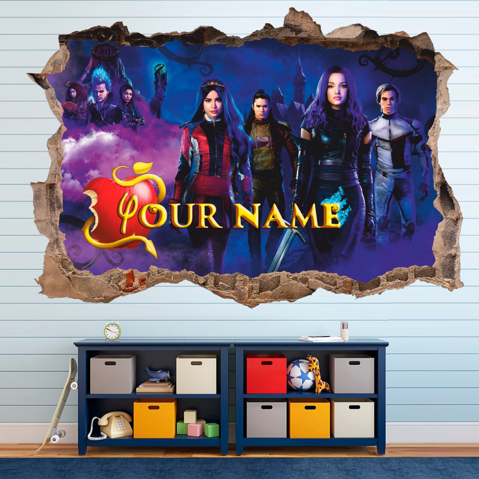 Descendants 3D Wall Sticker, Personalized Name Wall Decal, Decor