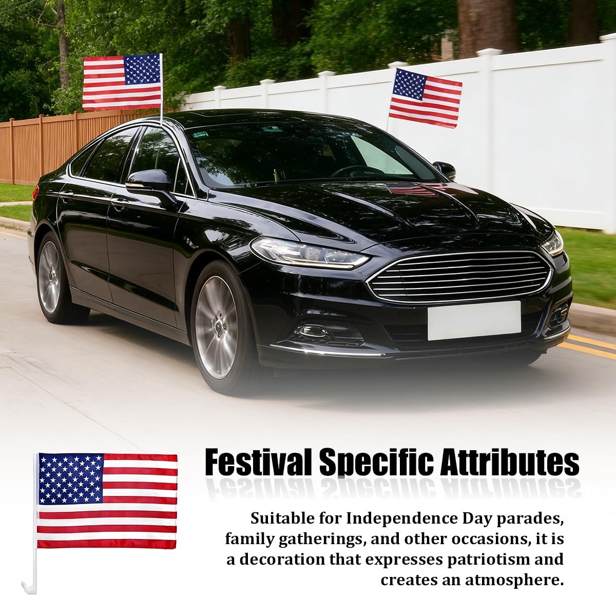 2 Pack 17×12 Inch American Car Flags with Window Clip Vehicle Window Mount Flag