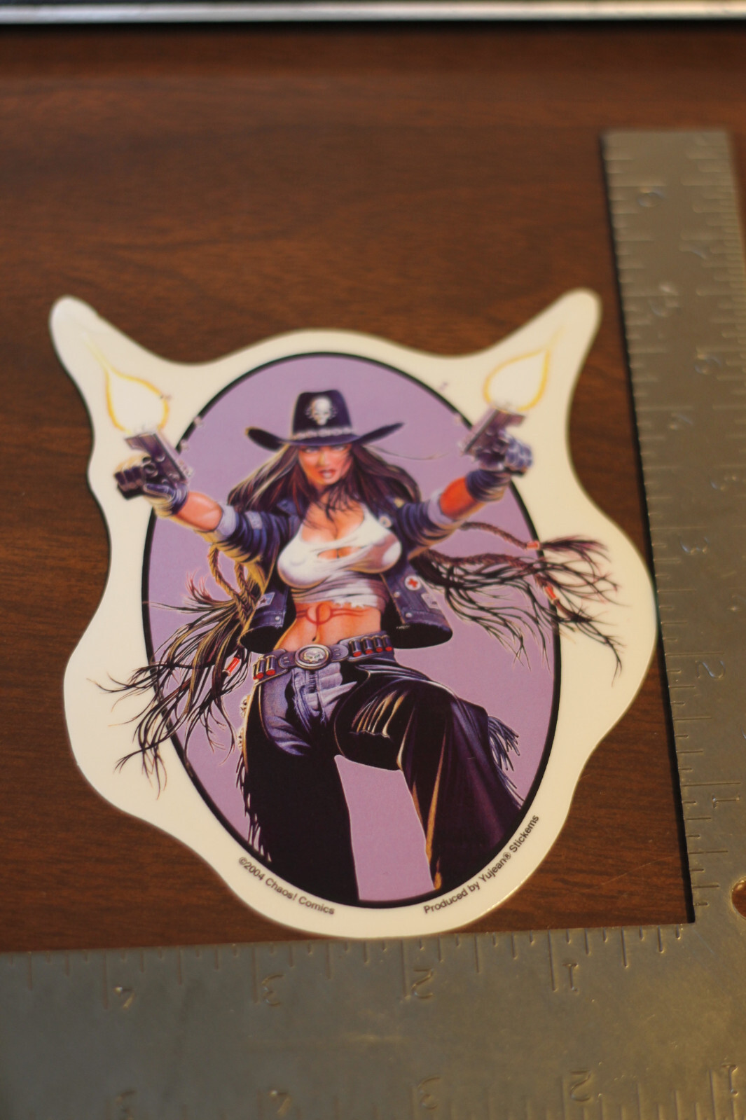 NEW CHAOS COWGIRL PINUP STICKER