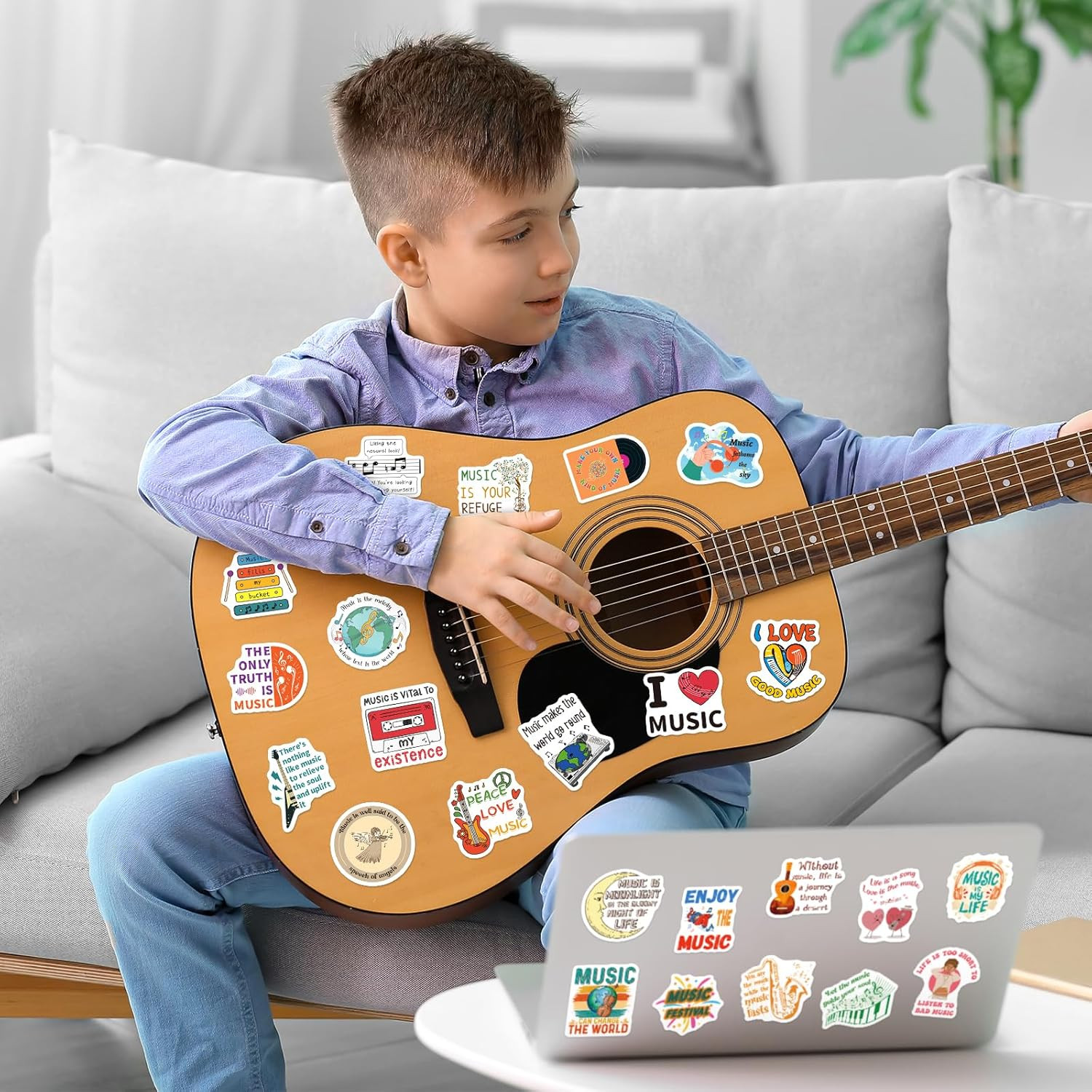 200 Music Motivational Stickers for Kids Teens Adults, Vinyl Sticker Pack