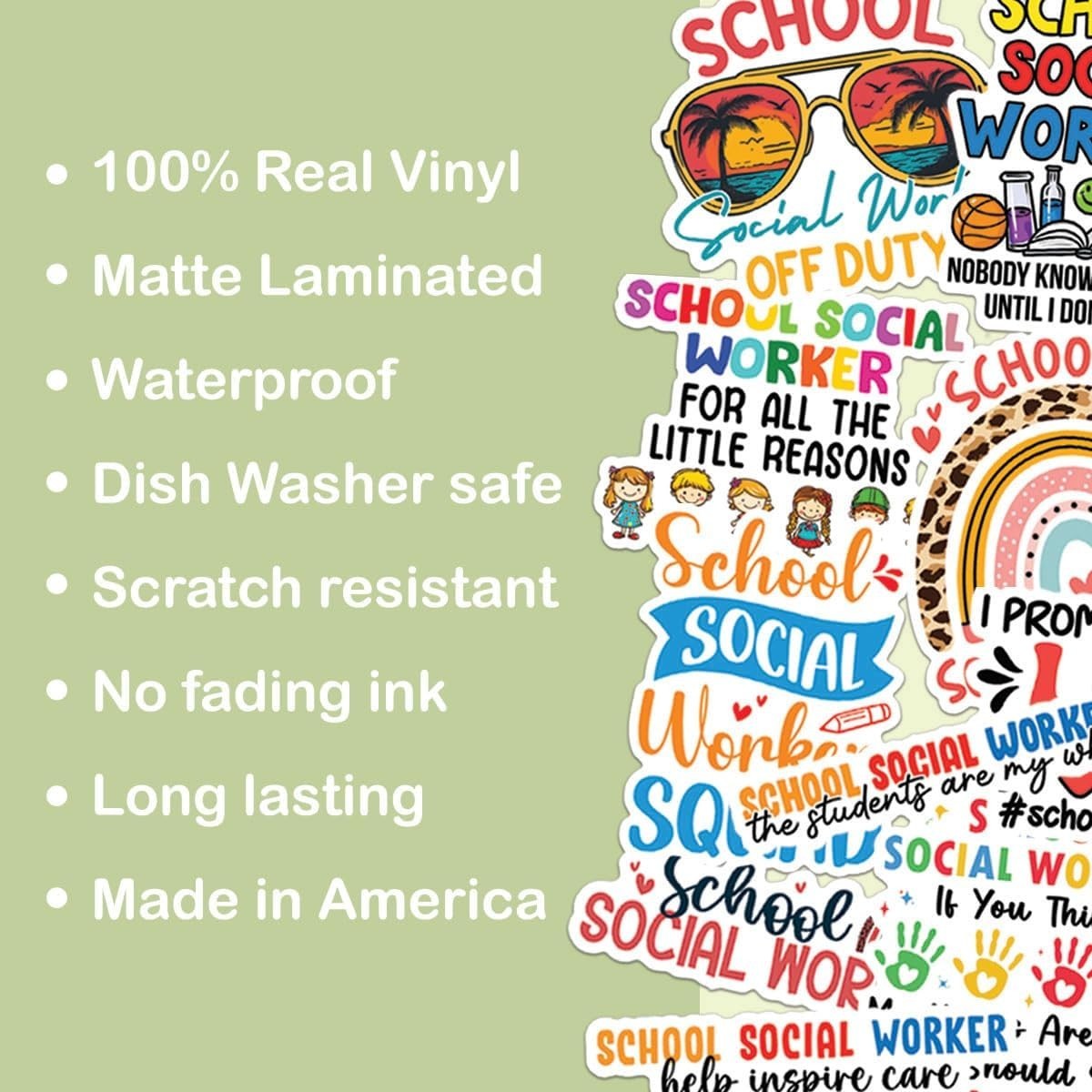 10pcs School Social Worker Decal Education & Student Support, Gift for Counselor