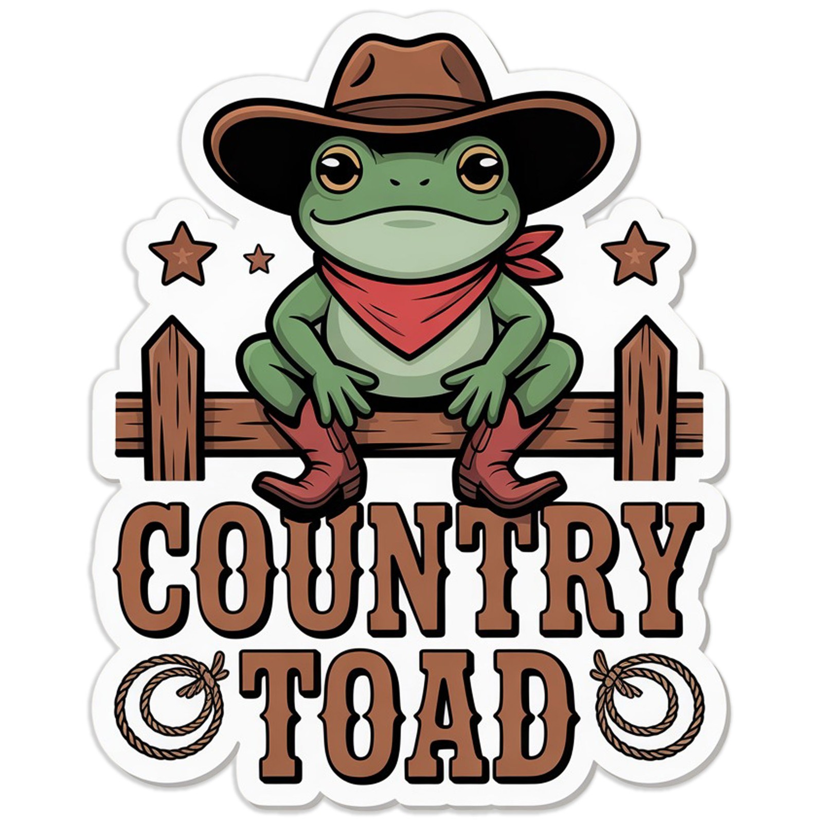 Country Toad Frog – Vinyl Decal Sticker – Car Window Laptop – #1684