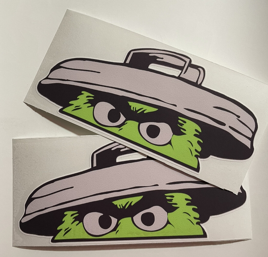 Pair JDM Drift Oscar The Grouch 7" Wide Vinyl Decal Sticker Funny Car Truck Suv