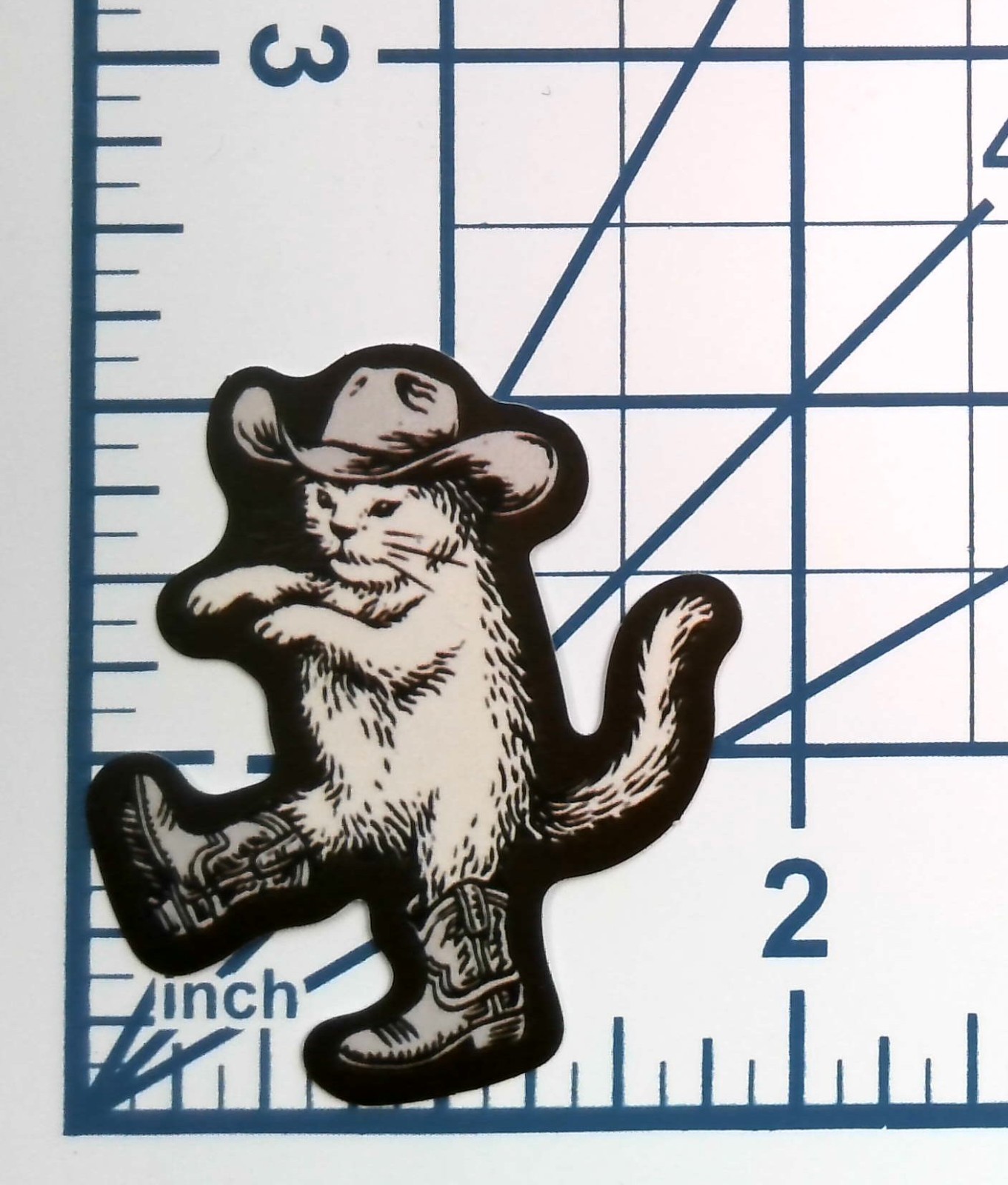Cowboy Cat in Boots Vinyl Sticker Retro Western Kitty Meowdy Animal Decal Art