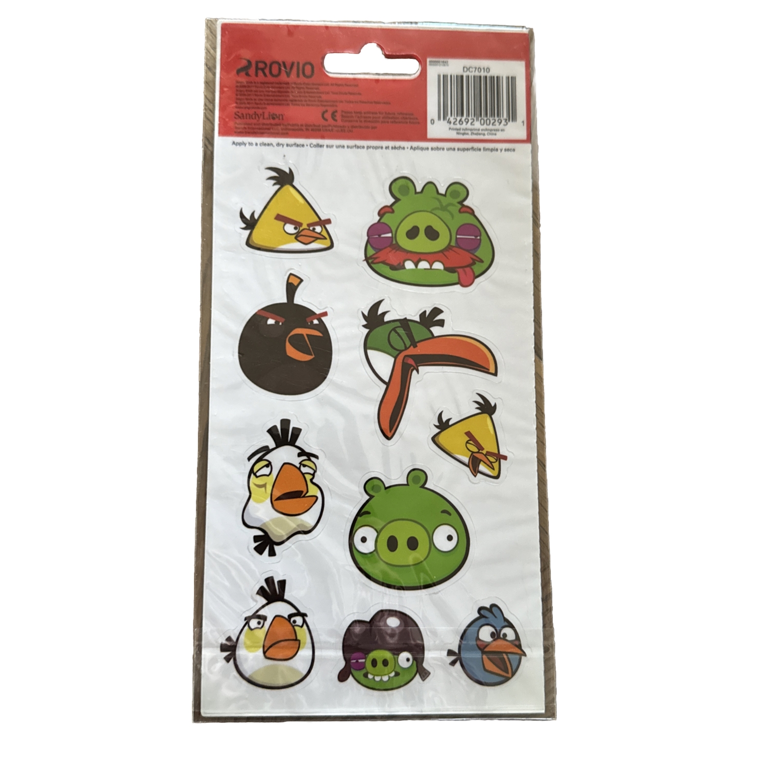 ANGRY BIRDS DECORATIVE DECALS WALL STICKERS 2 Sheets 12 Stickers Reposition 1-3”