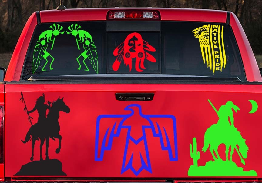 Native American Warrior on Horse Apache Navajo Pueblo Hopi Zuni Sticker Decal