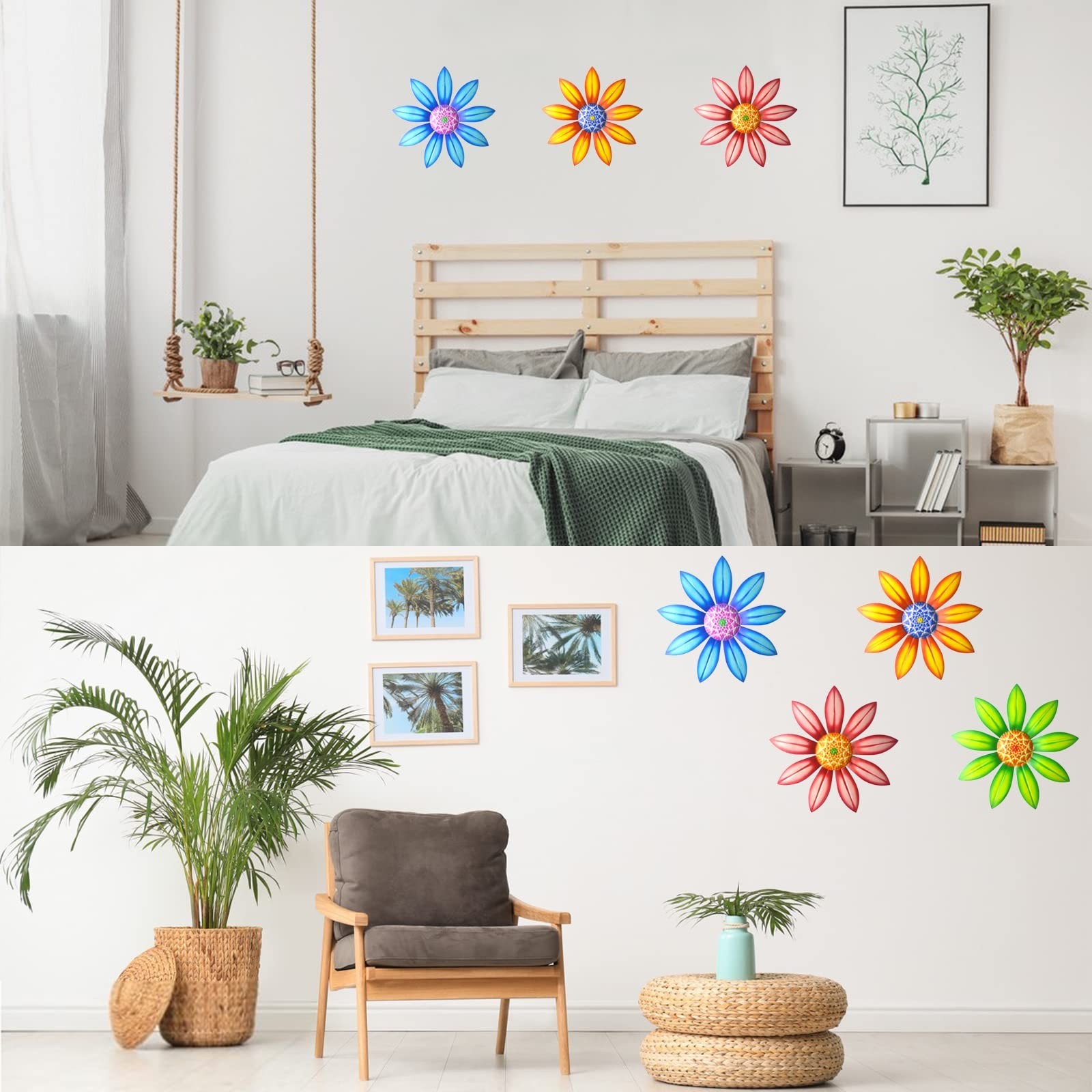 Gooyule Metal Flower Wall Art – Colorful Floral Decor for Indoor Outdoor Hang…