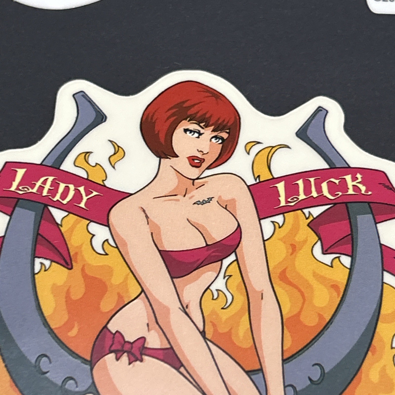 3 Yujean Lady Luck Horseshoe Pinup, Man’s Ruin, Surfer Bikini Girl Sticker New