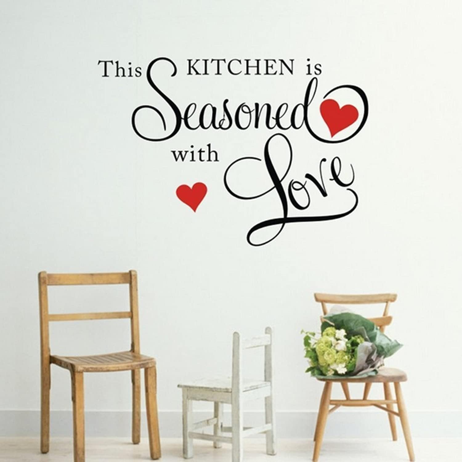 'Seasoned with Love' Irregular Wall Decal – Stylish Black Art for Your Kitchen