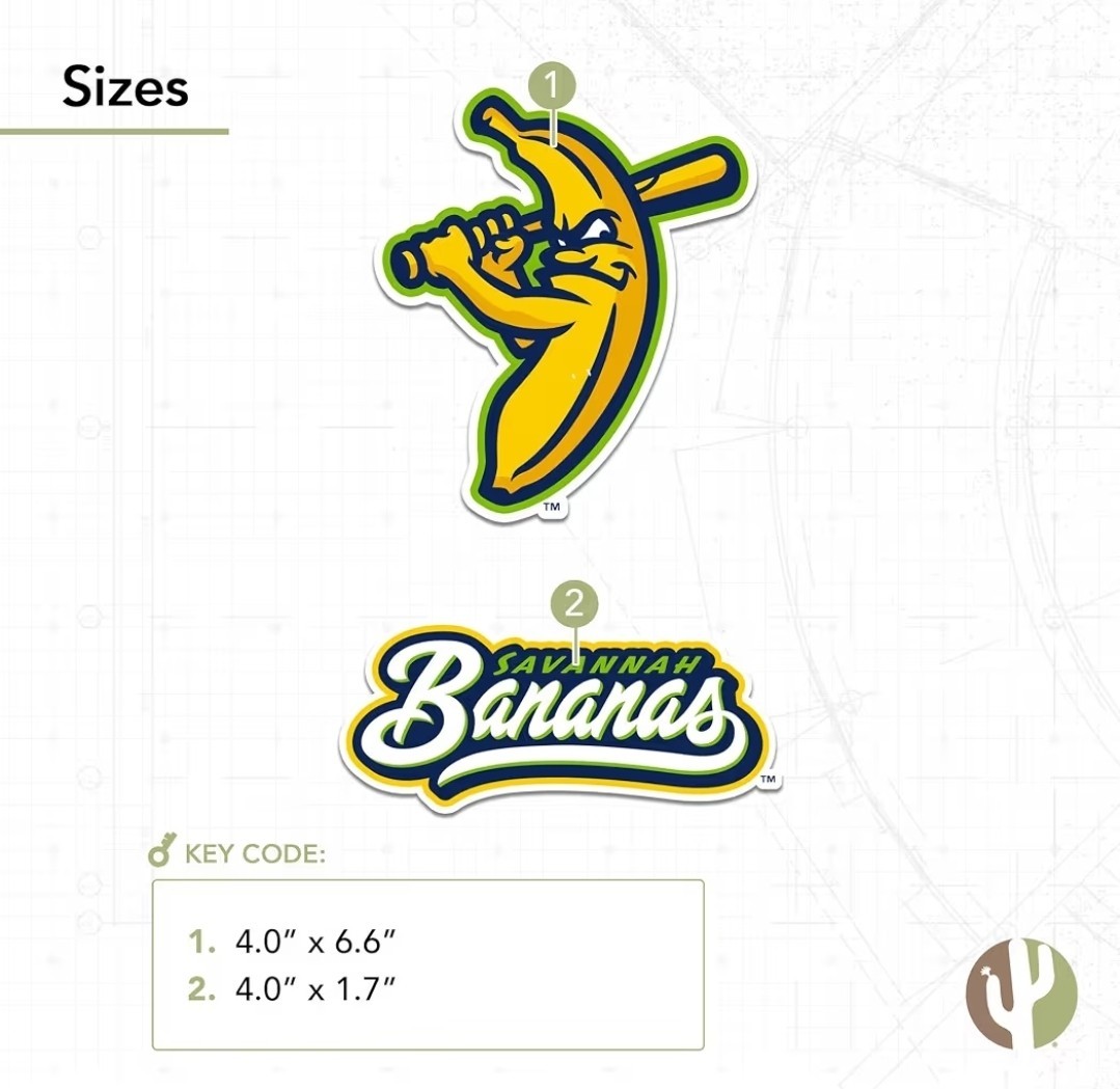 2 Offical Savanah Banana Sticker Decal Vinyl Water Bottle Car Laptop Baseball