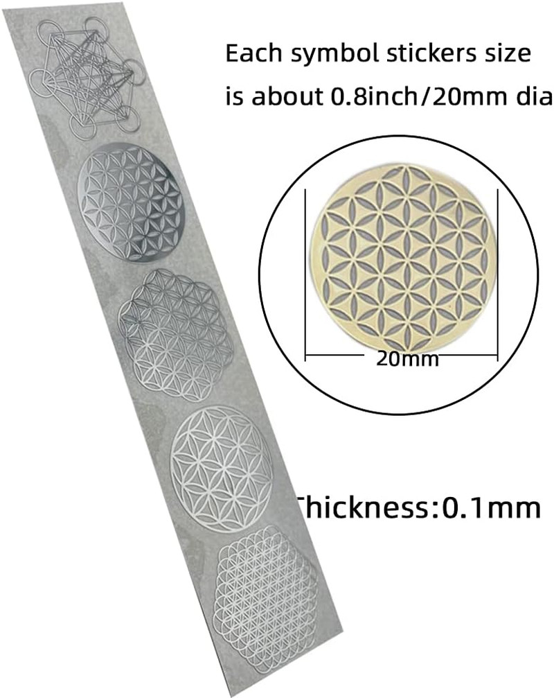 Flower of Life Gold and Chrome Silver Small Metal Sticker for Mobile Phone DIY (
