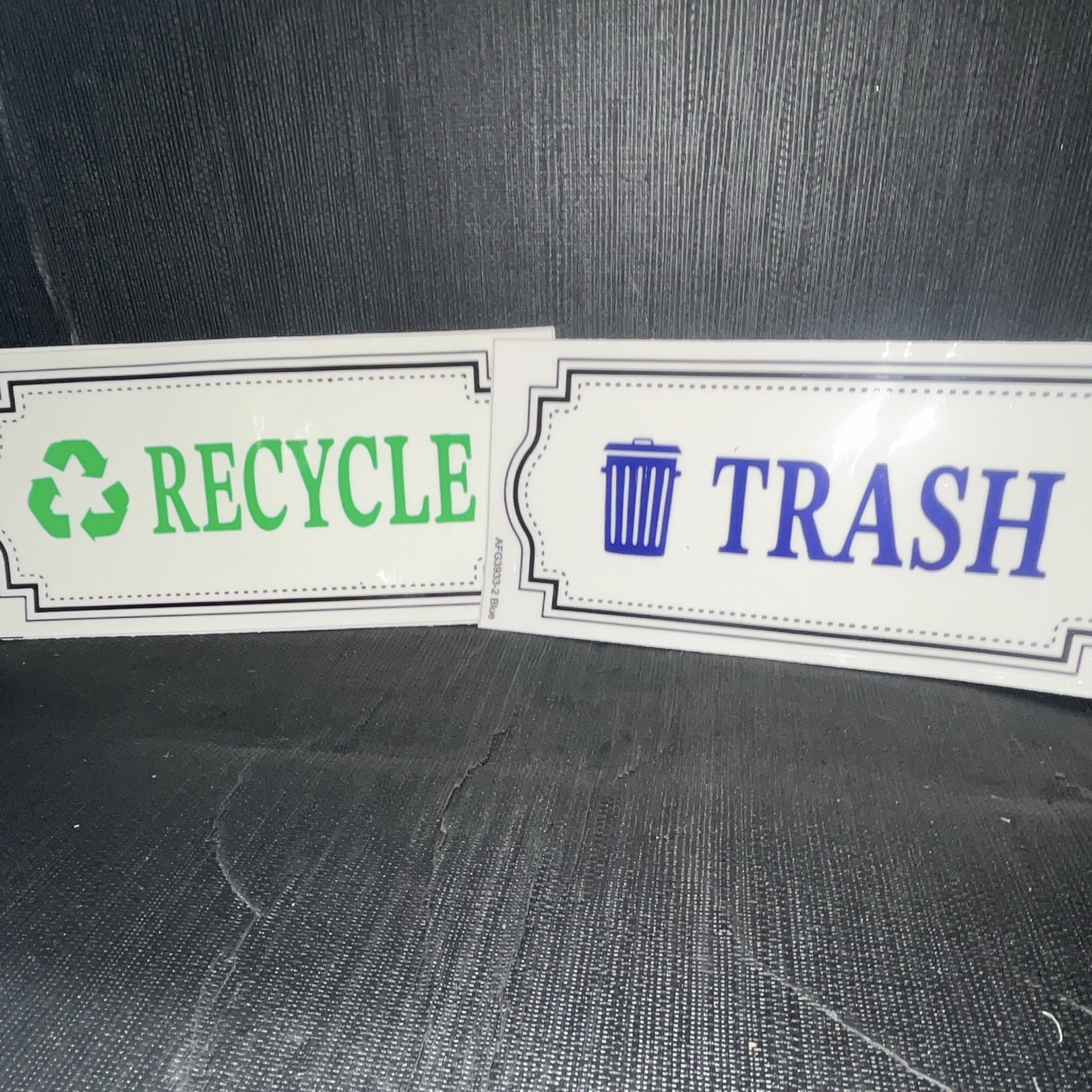 Vinyl Bin Stickers Set, Self-Adhesive, Green Blue White, Medium, Rectangle