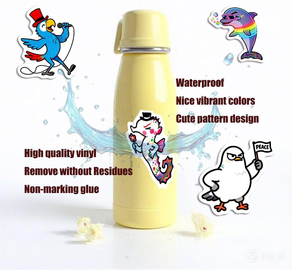 100 Pcs Funny Animal Stickers – Cute Waterproof Vinyl Meme Decals, Assorted Pack