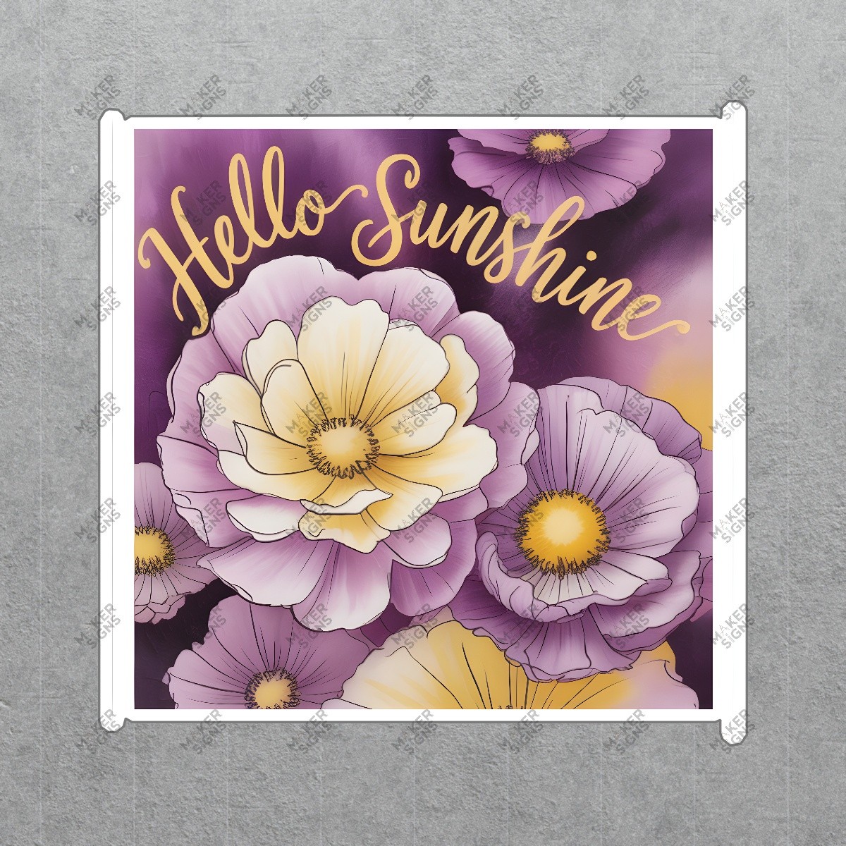 h***o Sunshine Floral Wall Art Vibrant Purple & Yellow Flower Sign #8229