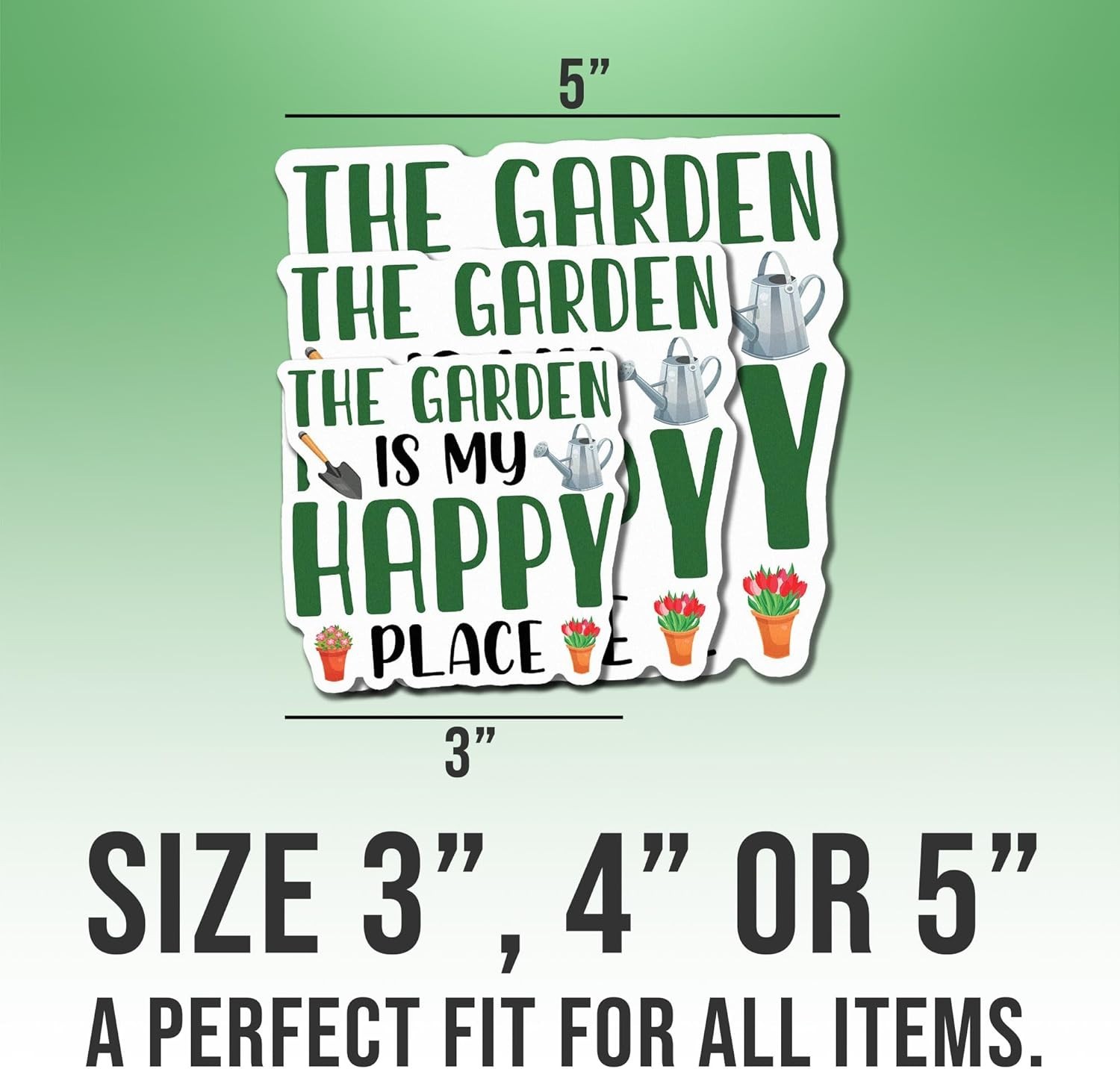 Plant Sticker The Garden is My Happy Place Plant Pot Botanical Gardener Gift 5"