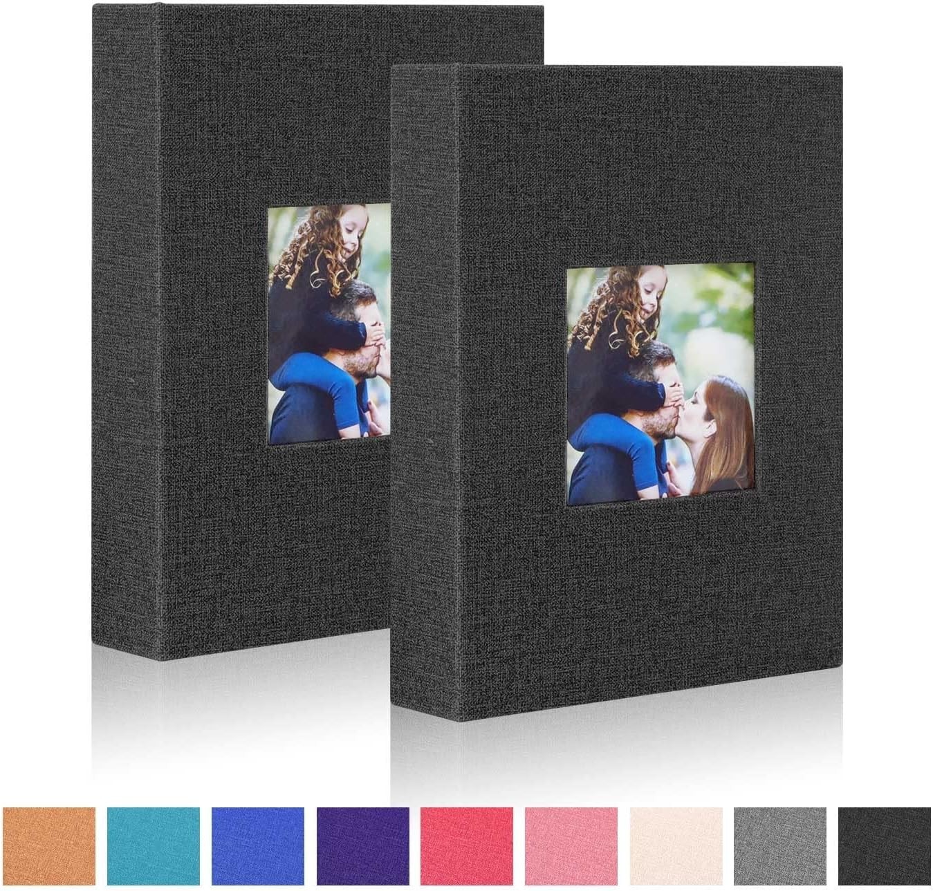 2 Pack 4×6 Photo Album 100 Pocket Linen Cover Picture Storage Books Black