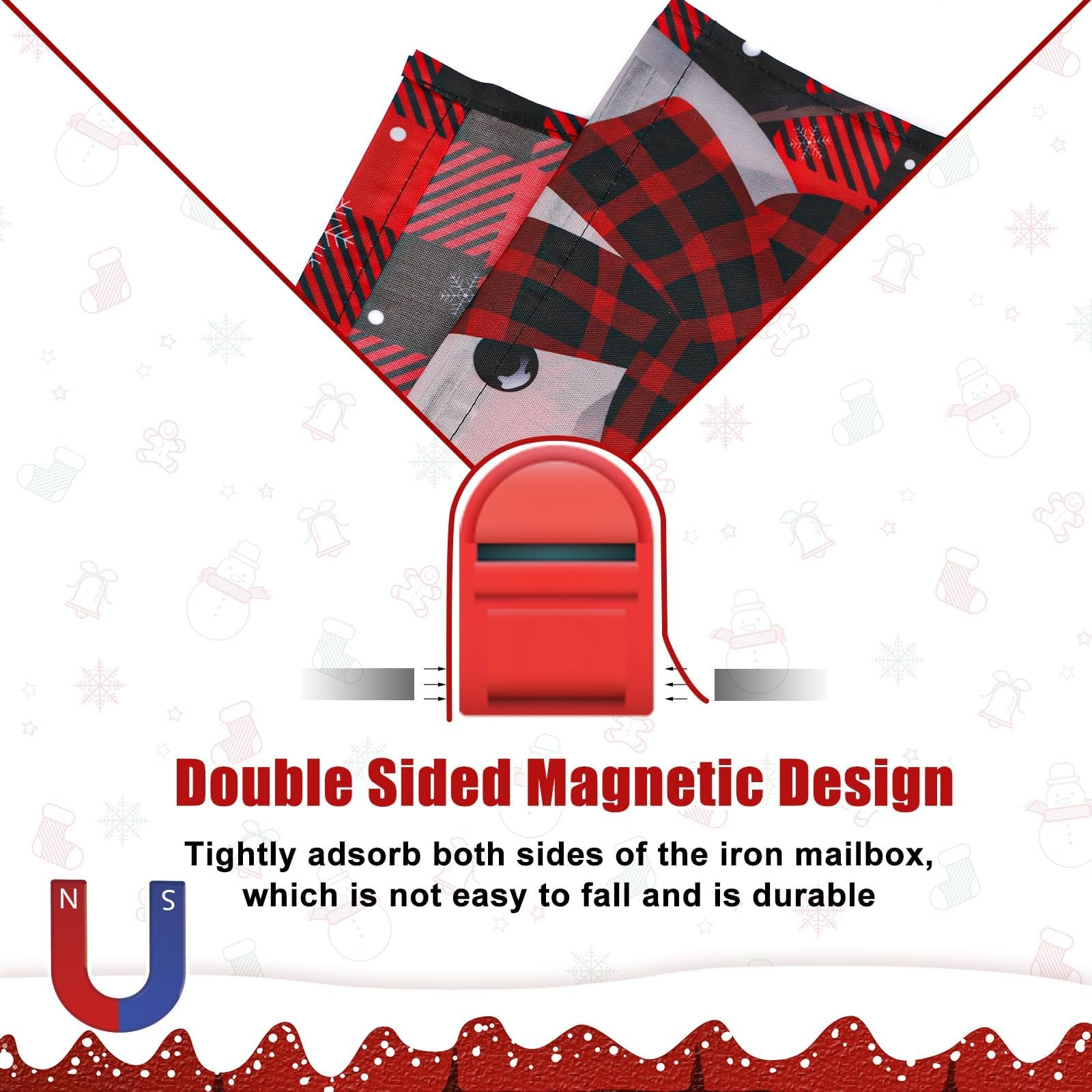 MOUNTCLIM Merry Christmas Mailbox Cover Magnetic Standard 21" x Multicolor