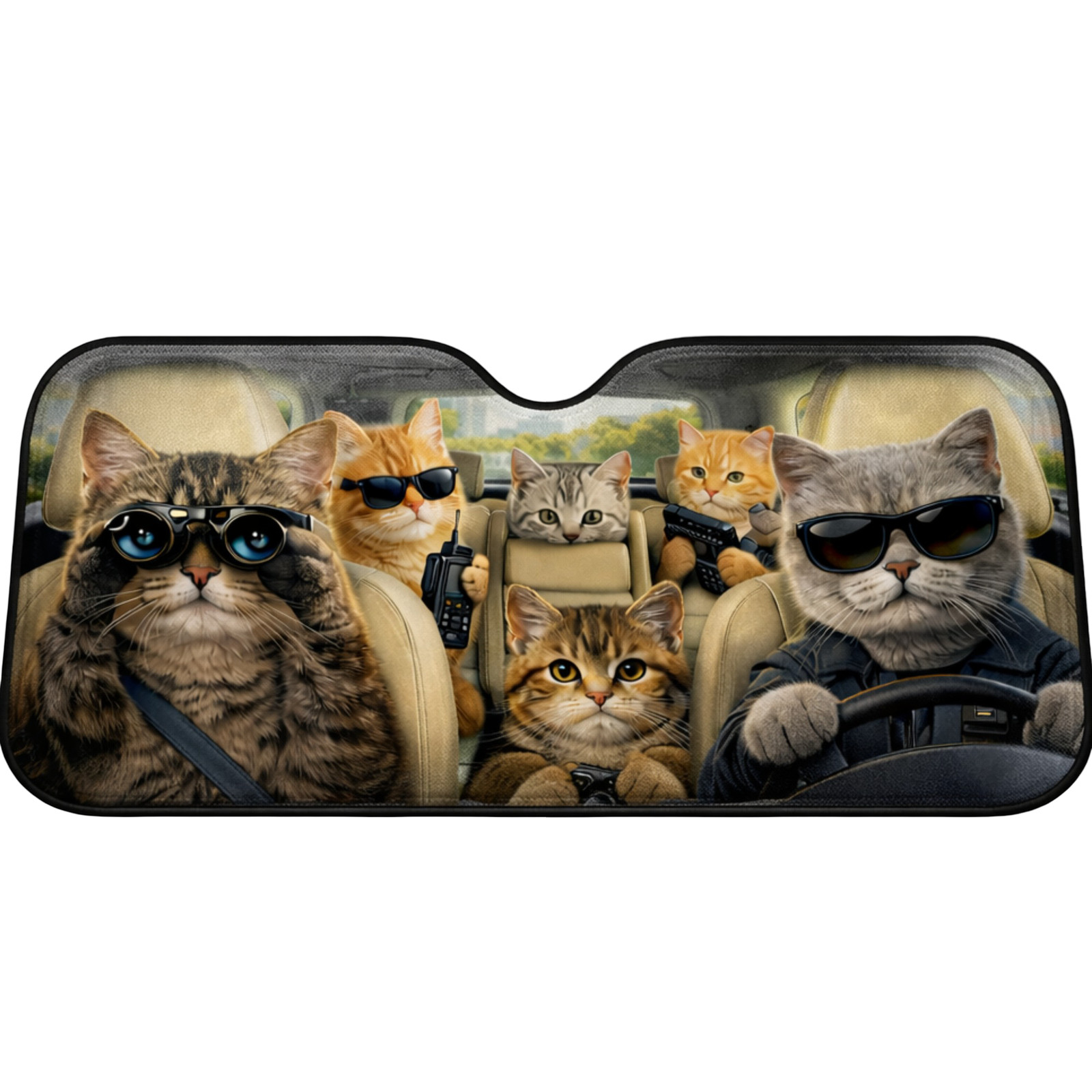 Funny Cat Car Sunshade Cool Cats Driving Windshield Sun Shade Auto Cover