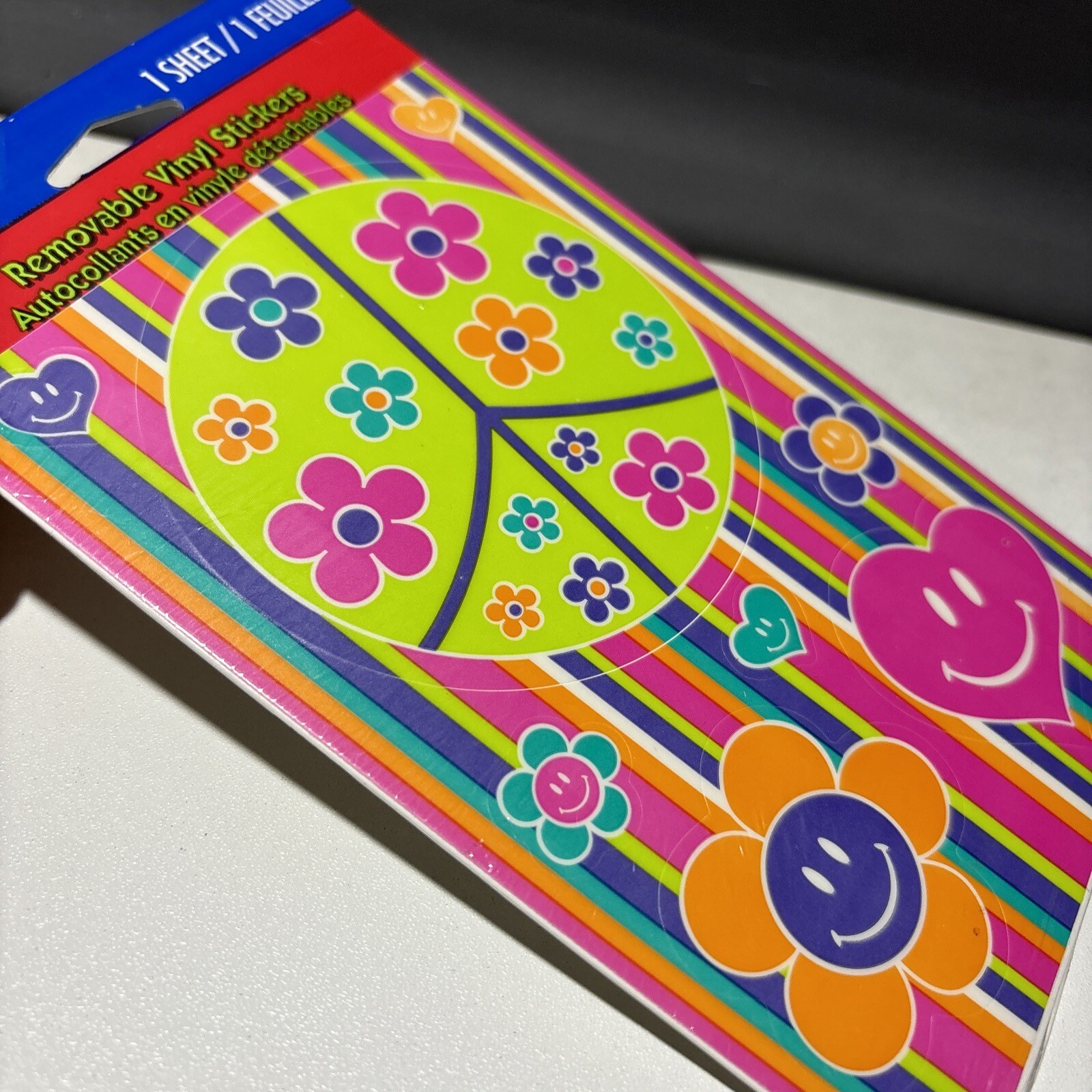 Vintage Carlton Cards Hippie Peace Flower Removable Reusable Vinyl Sticker Decal