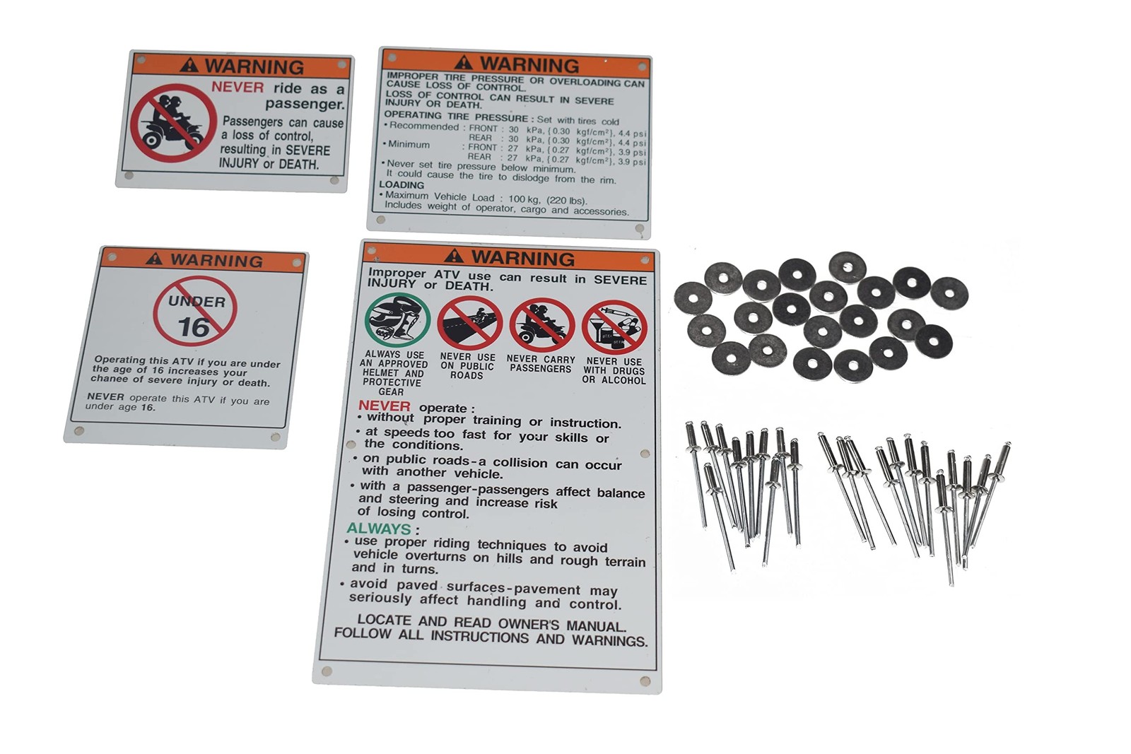 YANGCAN Warning Decals Stickers Labels Aluminum Backed Compatible with Yam