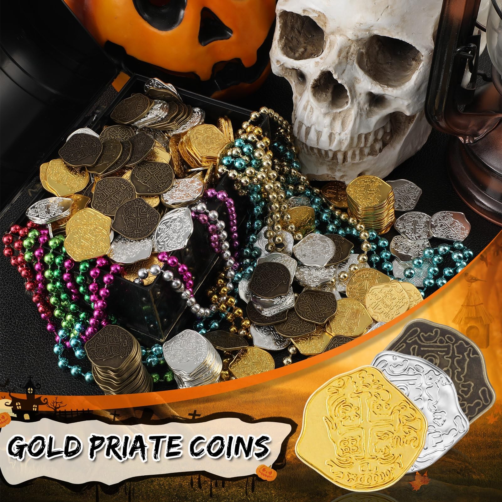 Hanaive 50 Pcs Metal Pirate Coins Spanish Modern Style, Gold, Silver, Bronze