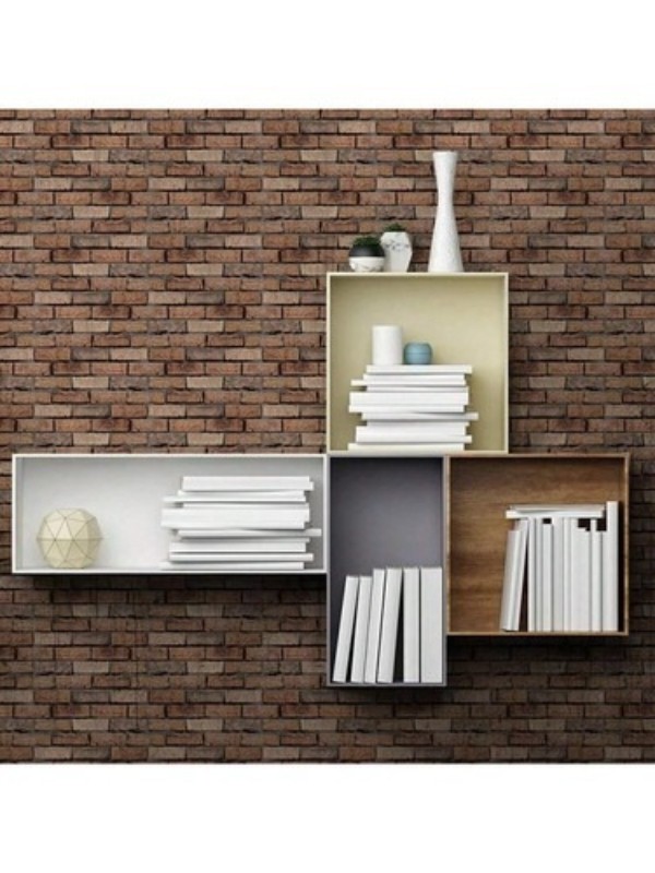 10Pack 3D Brick Wall Stickers Brown Self Adhesive Wallpaper For Background Decor