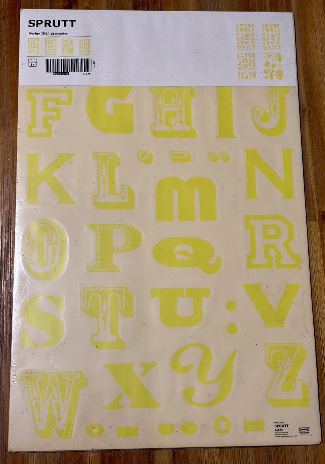 IKEA Sprutt 2014 Wall Art/Stickers Yellow & Letter Theme Brand New – 802.970.78