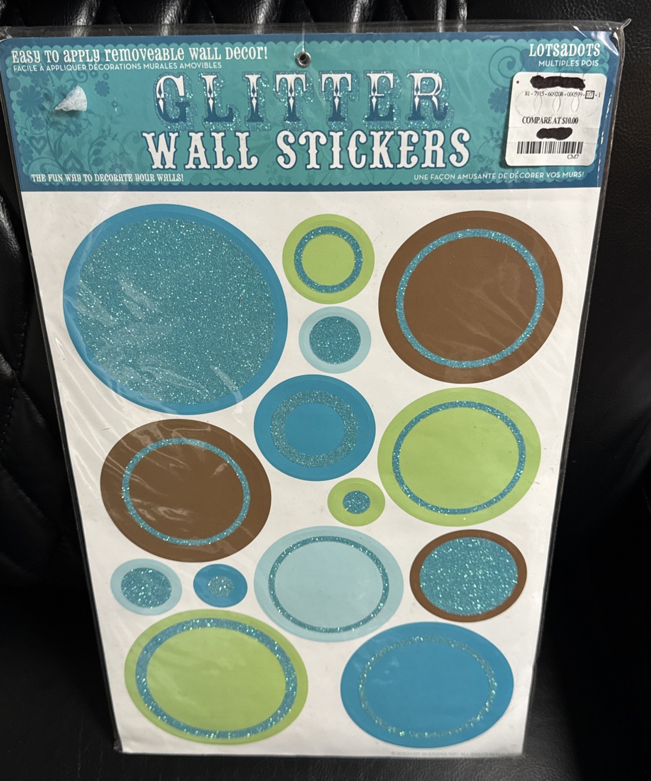 Lotsadots Removable Circle Glitter Wall Stickers Decor Blue / Green / Brown