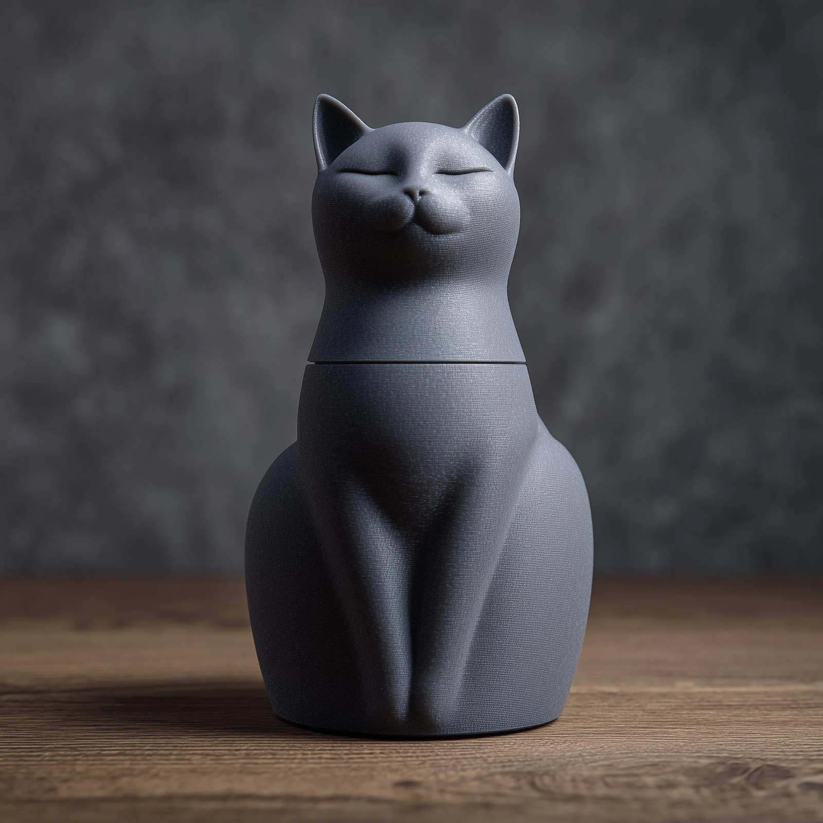 Cat Pet Ashes Urn | 3D Printed Minimal Memorial Keepsake with Serene Cat