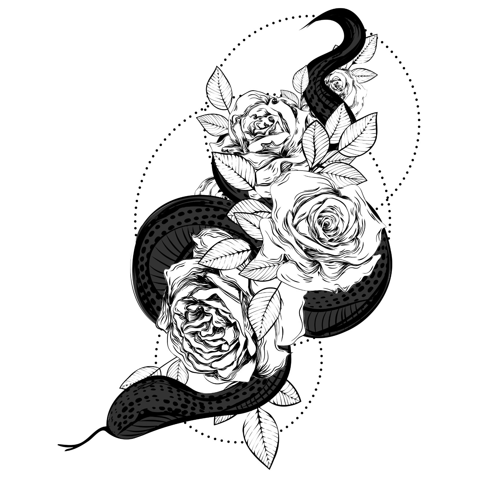 Rose Phone Sticker (2 Inch) Gothic Retro Snake Sketch Vintage Botanical Floral