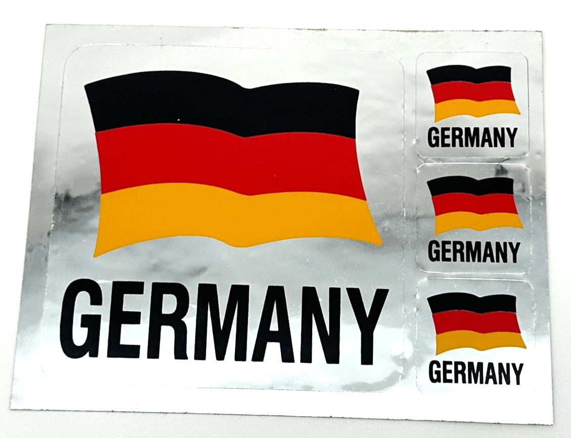 Vintage Metallic Germany Flag Foil Sticker Sheet Travel Souvenir Decals