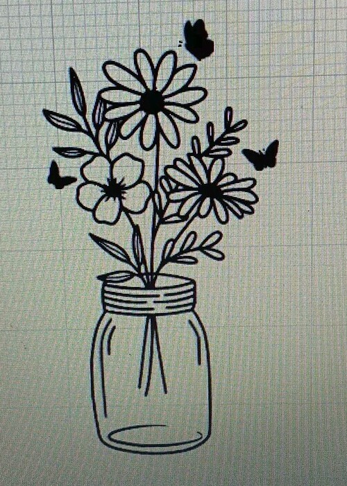 Flowers Butterflies Jar Decal