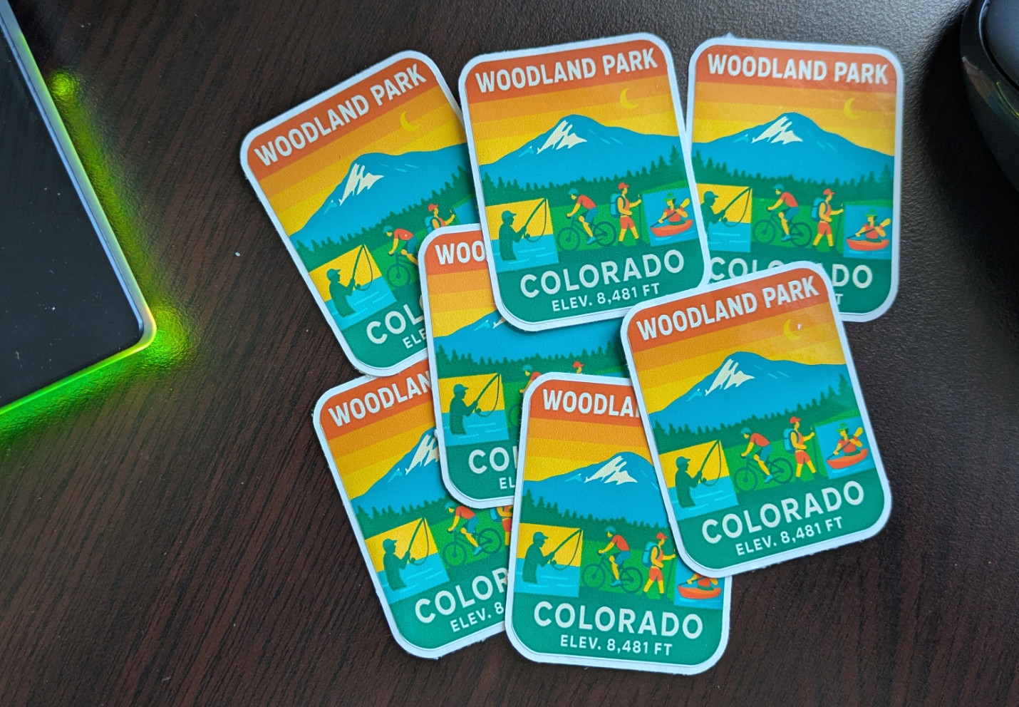 Woodland Park Co water bottle sticker & Decals Mountain range