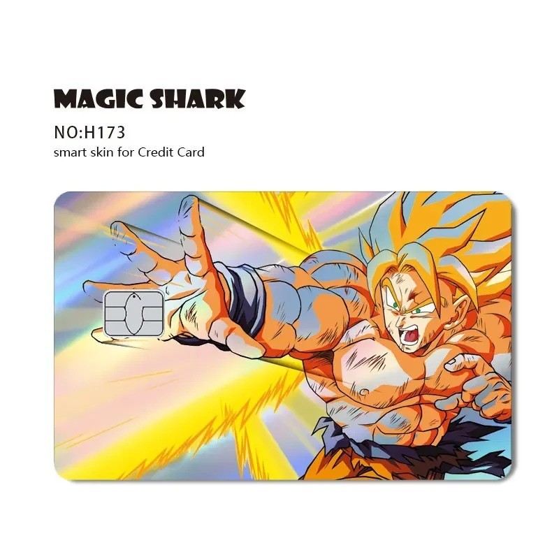 Magic Shark Holographic Credit Card Sticker Goku Vegeta Skin Cover New