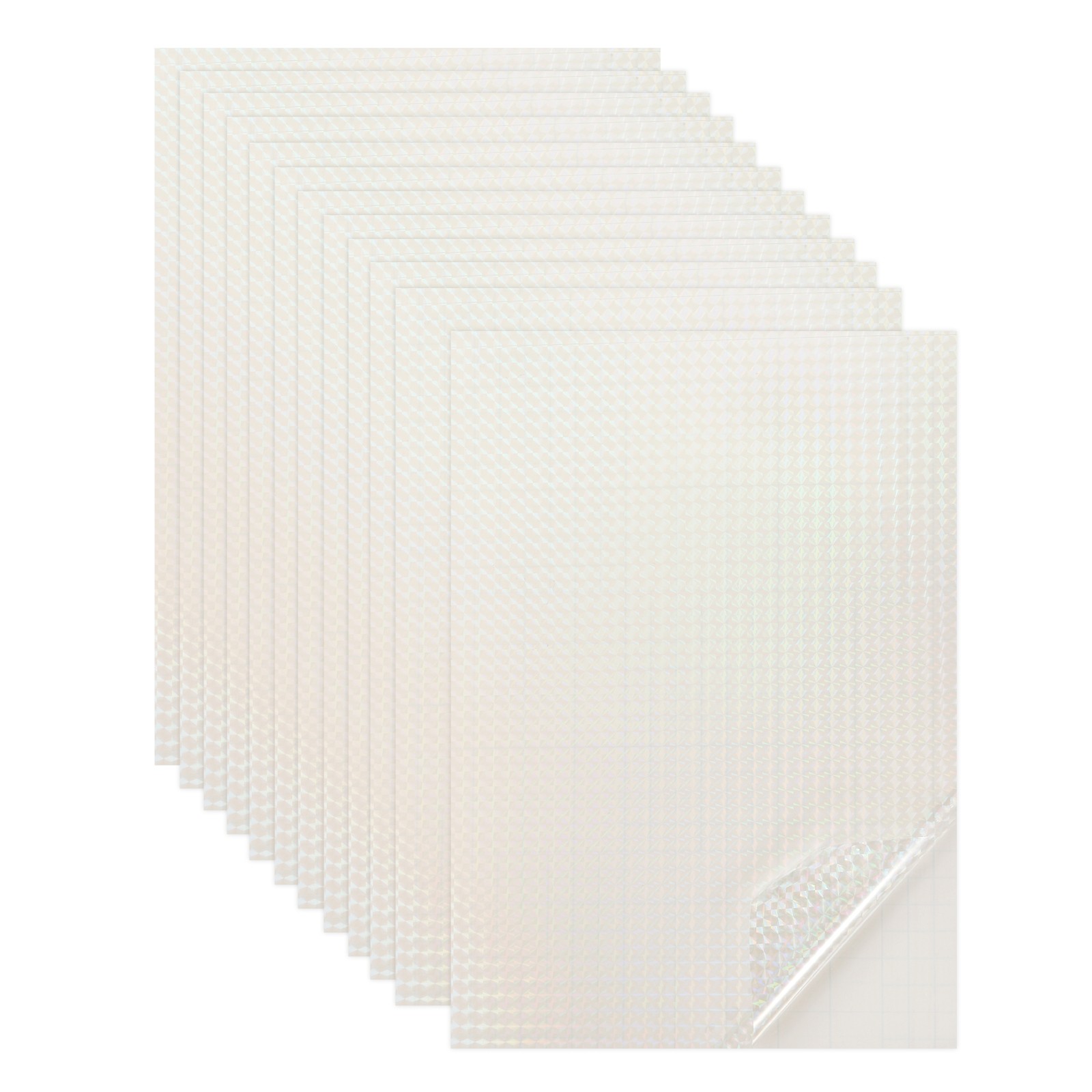 12 Sheets 8.3"x11.7" Holographic Sticker A4 Self-Adhesive Film(Small Square)