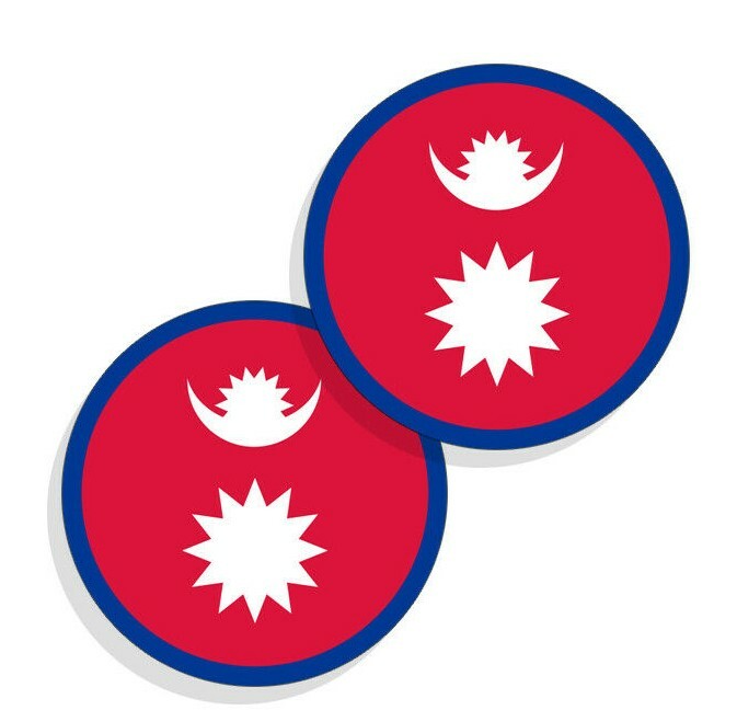 Nepal Flag Stickers Flag Decals Vinyl Round Indoor Outdoor Circles 4 pack Nepal