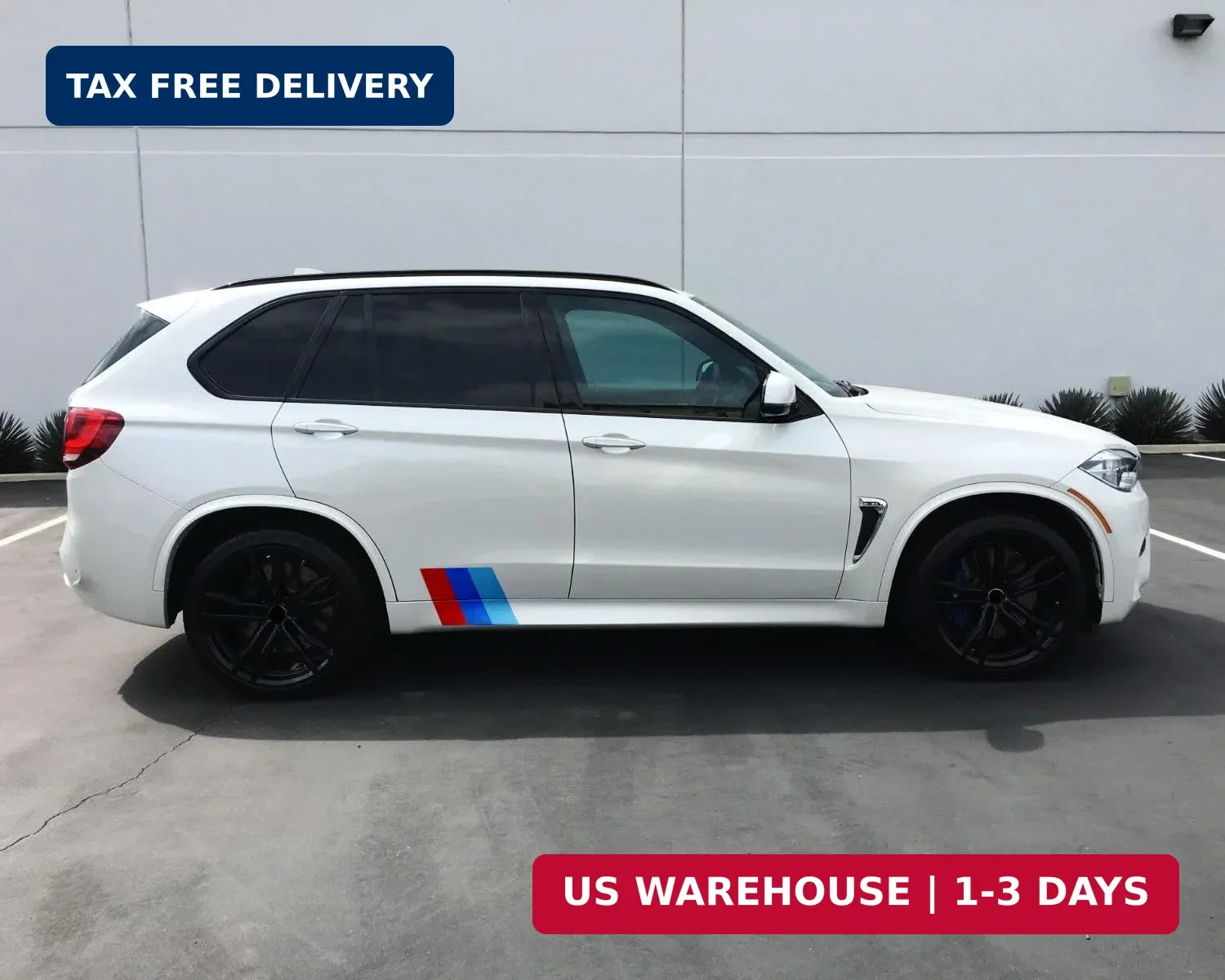 iJDMTOY 7×7-Inch Iconic 3-Color Stripe Decal Stickers Compatible with BMW Side S