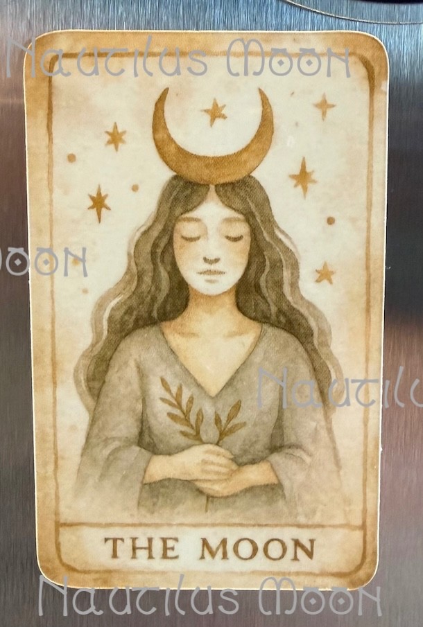 Vinyl Sticker Decal Tarot The Moon – Watercolor Style Die-Cut 1.5 x 3"