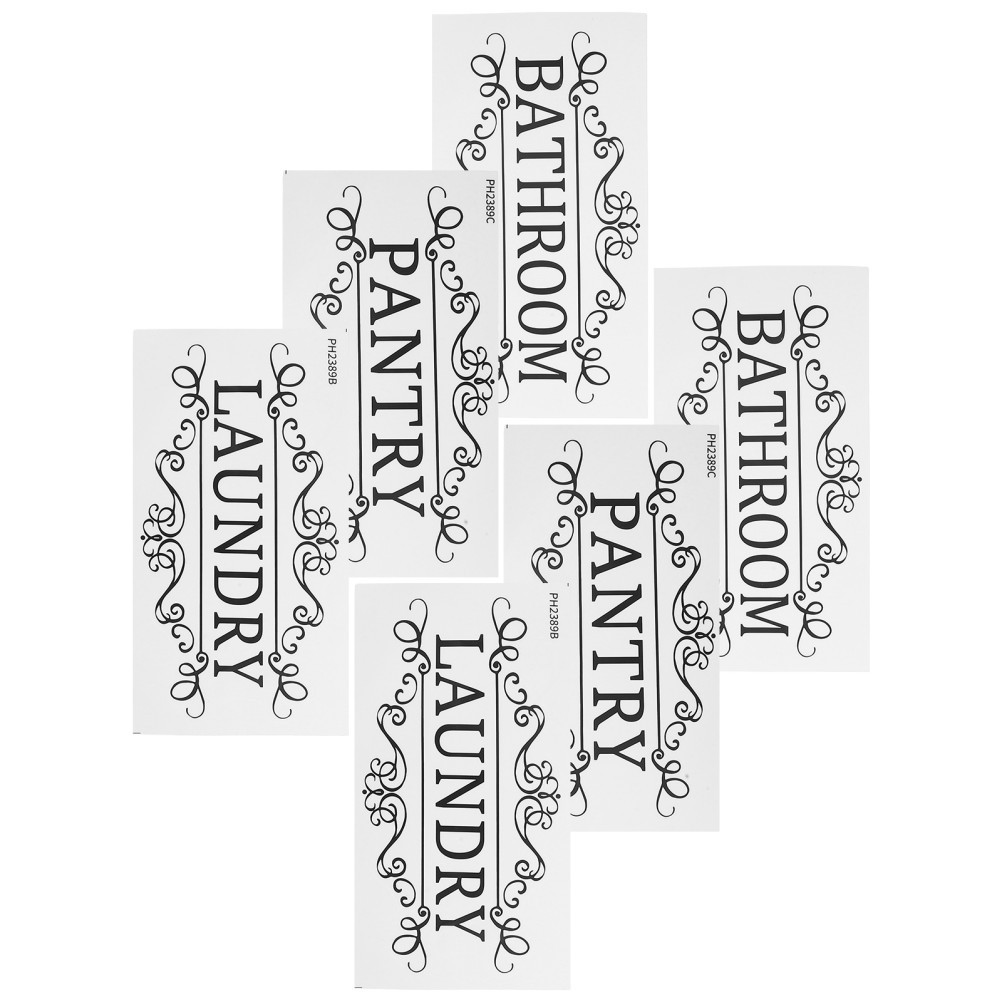 6 Pcs Multifunctional Door Sticker Sign Toilet Bathroom Decor Front