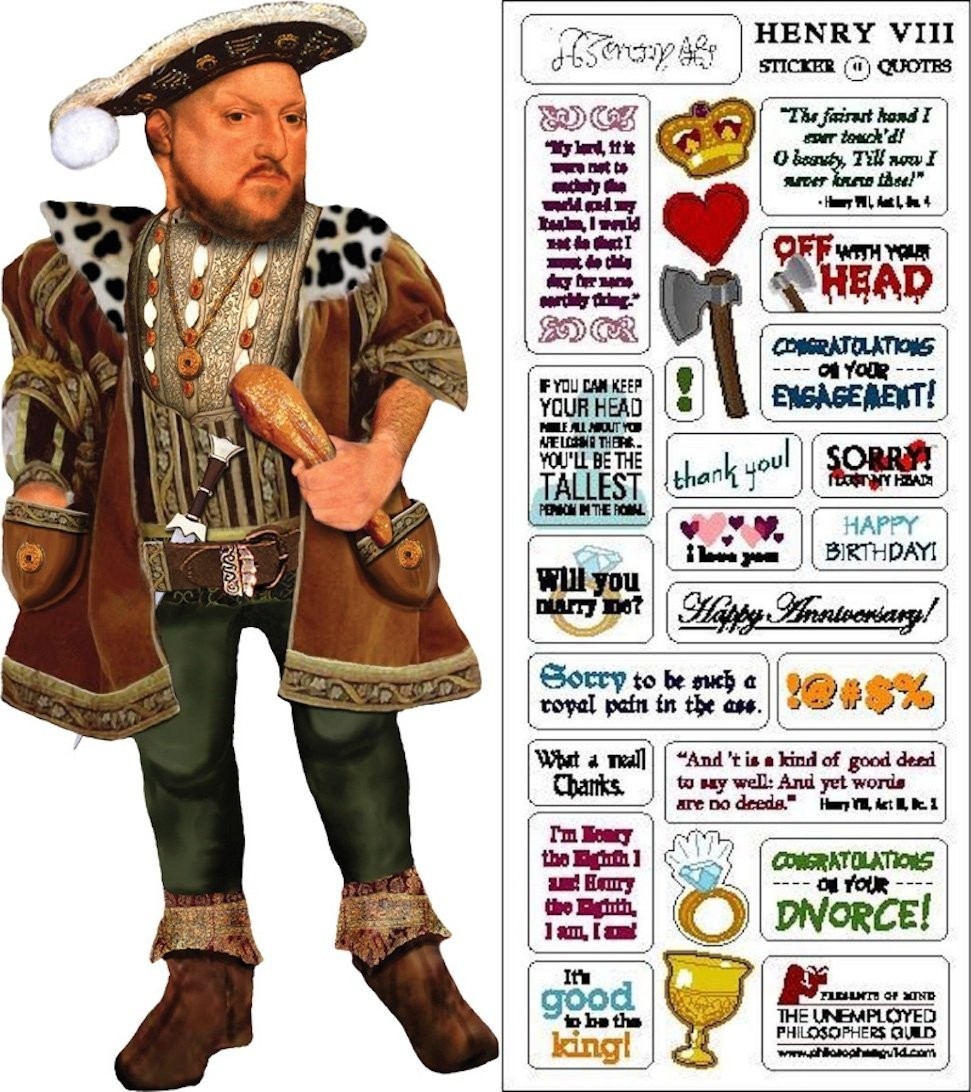 Greeting Card Stickers UPG Quotable Notables NEW Henry VIII
