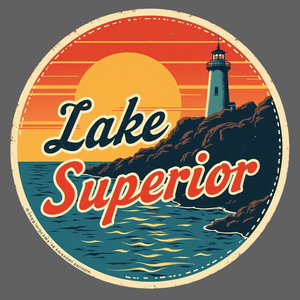 Lake Superior Sticker Vinyl Decal Lighthouse Sunset Coastal Scenic Travel Laptop