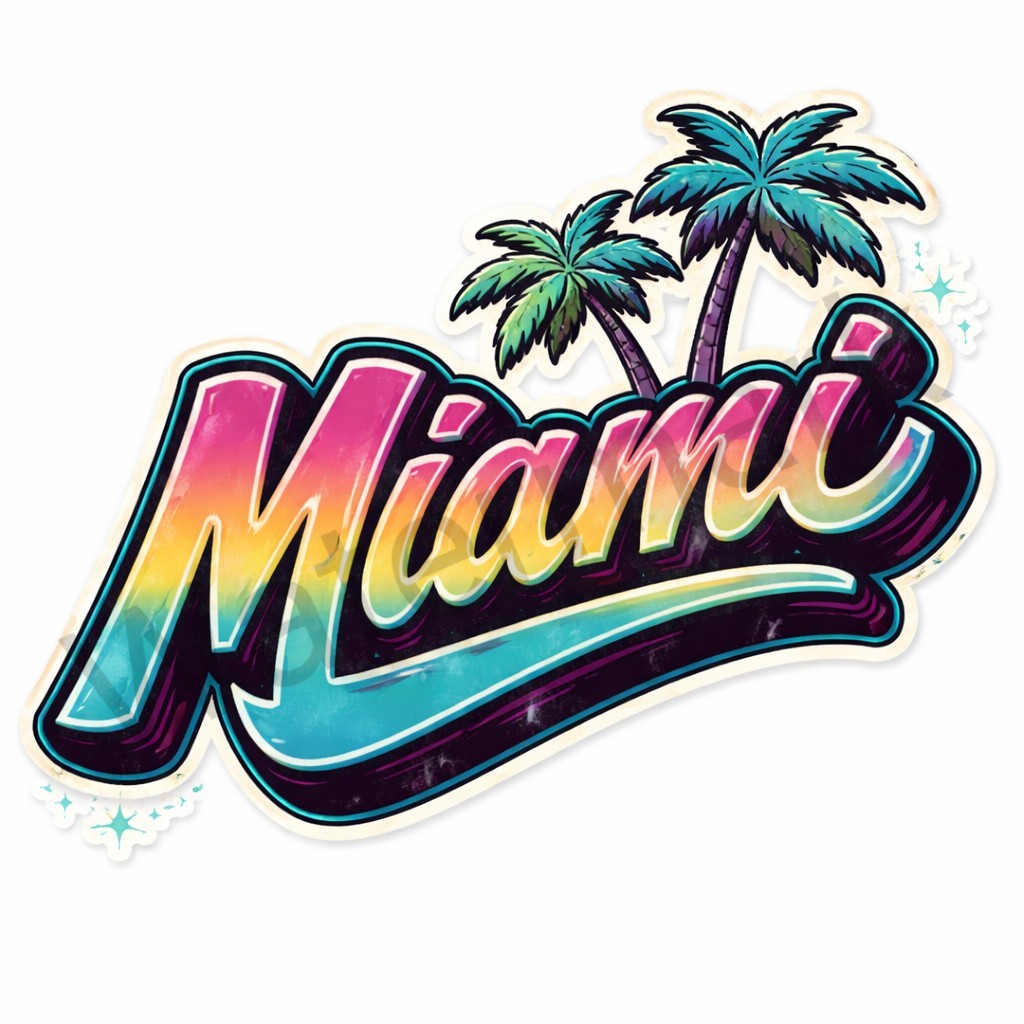 Miami Vintage Street Style 80's Vinyl Car Truck Window Laptop Sticker/Decal